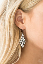 Load image into Gallery viewer, Cosmically Chic Black Gunmetal Rhinestone Earrings Paparazzi Accessories