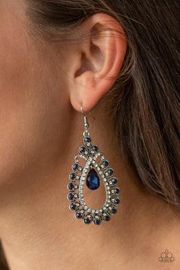 All About Business - Blue Rhinestone Earrings Paparazzi Accessories