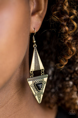 El Paso Edge Brass Earring Paparazzi Accessories