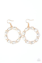 Load image into Gallery viewer, Ring Around The Rhinestones Gold Earring Paparazzi Accessories