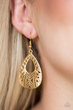 Load image into Gallery viewer, Alpha Amazon Gold Earring Paparazzi Accessories