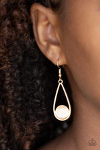 Load image into Gallery viewer, Over The Moon Gold Moonstone Earring Paparazzi Accessories