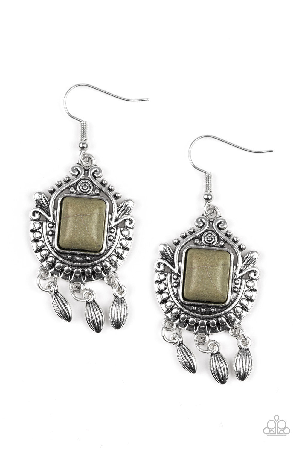 Open Pastures Green Earrings Paparazzi Accessories