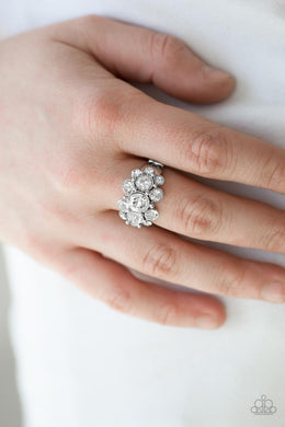 Billion Dollar Bombshell White Rhinestone Ring Paparazzi Accessories