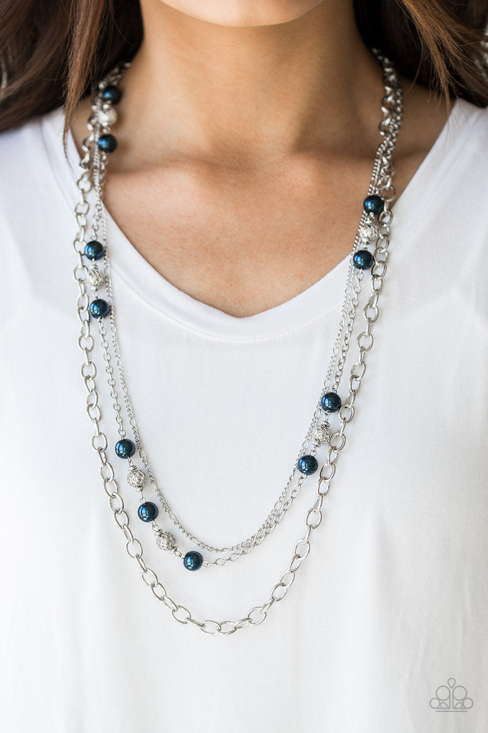 Classical Cadence Blue Pearl Necklace Paparazzi Accessories