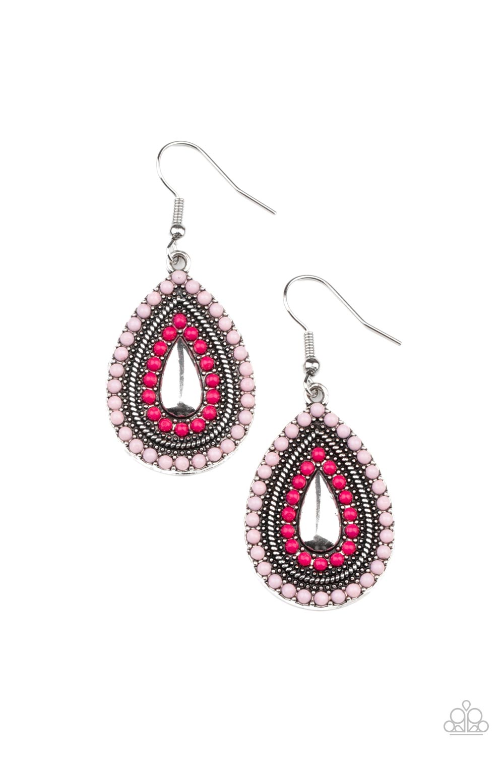 Beaded Bonanza - Pink Earrings Paparazzi Accessories
