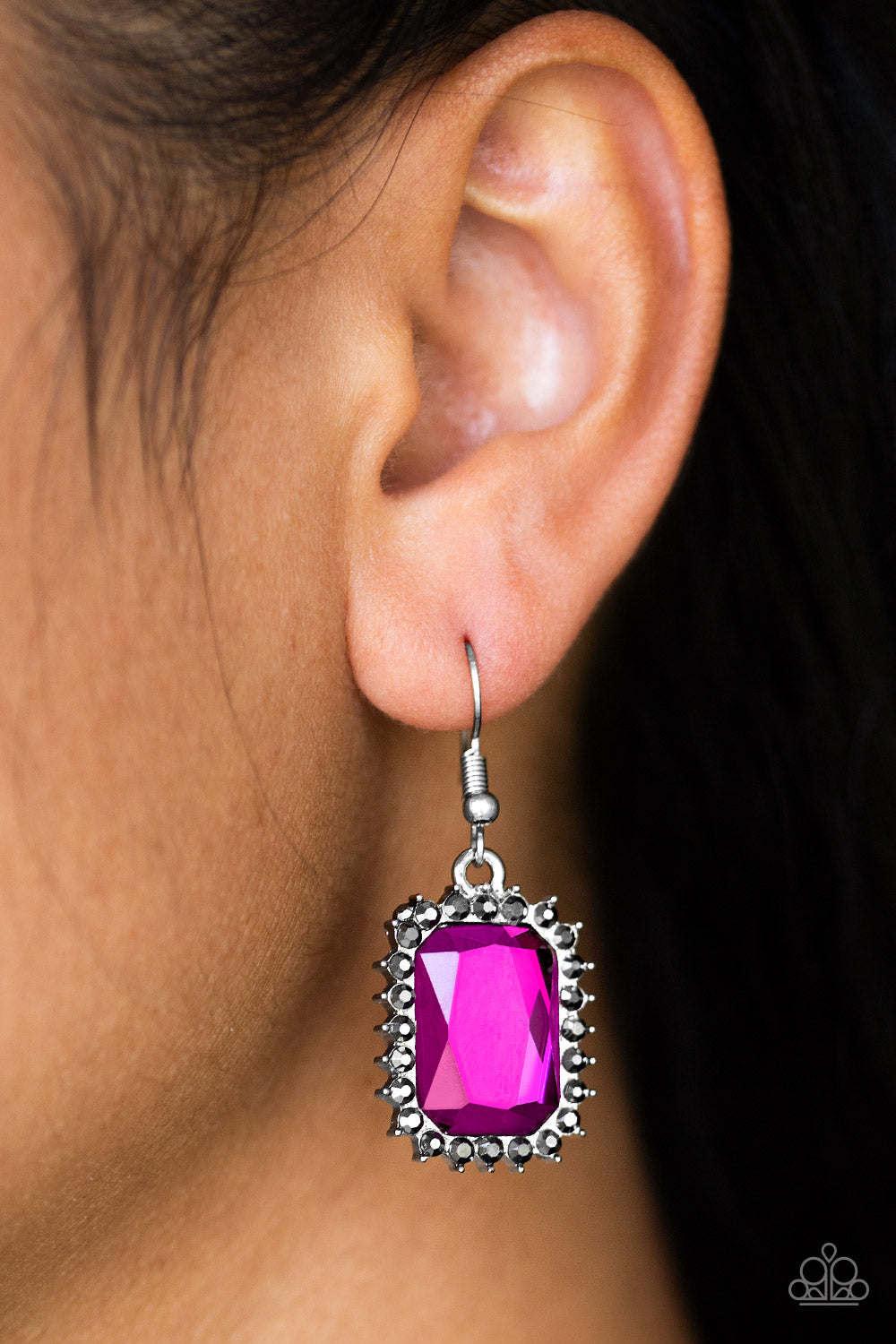Downtown Dapper Pink Rhinestone Earring Paparazzi Accessories