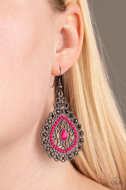 Carnival Courtesan - Pink Earrings Paparazzi Accessories