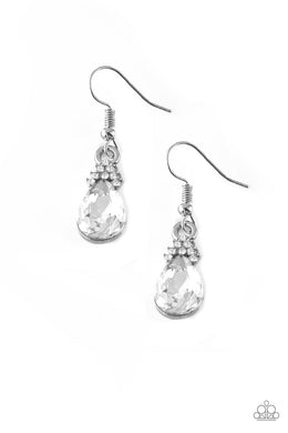 5th Avenue Fireworks - White Earrings Paparazzi Accessories