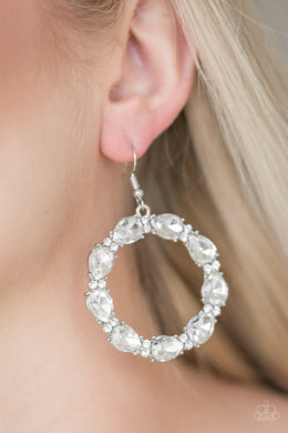 Ring Around The Rhinestones White Earring Paparazzi Accessories