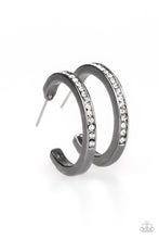 Load image into Gallery viewer, Hoop Haven Black Gunmetal Hoop Earrings Paparazzi Accessories