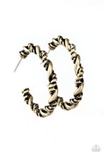 Load image into Gallery viewer, Plainly Panama Brass Hoop Earring Paparazzi Accessories