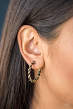 Load image into Gallery viewer, Plainly Panama Brass Hoop Earring Paparazzi Accessories