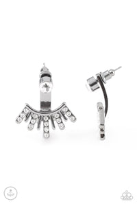gunmetal,jacket,post,rhinestones,Diva Dynamite Black Gunmetal Jacket Earring