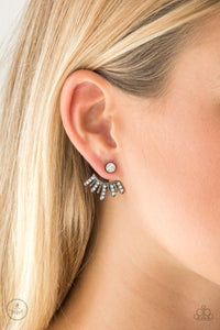 gunmetal,jacket,post,rhinestones,Diva Dynamite Black Gunmetal Jacket Earring