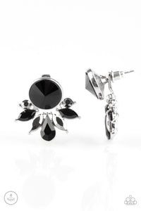 black,jacket,post,rhinestones,Radically Royal Black Jacket Earring