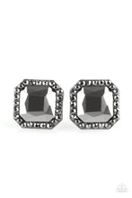 Load image into Gallery viewer, Act Your AGELESS - Black Gunmetal Rhinestone Earrings Paparazzi Accessories