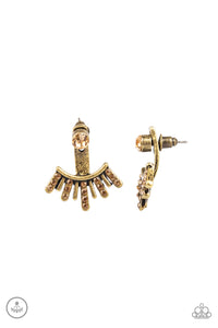 brass,jacket,post,rhinestones,Diva Dynamite Brass Jacket Earring