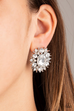 Serious Star Power - White Rhinestone Post Earrings Paparazzi Accessories