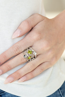 Urban Meditation - Green Rhinestone Ring Paparazzi Accessories