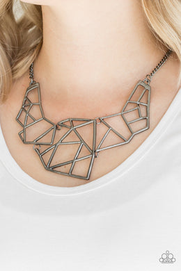 World Shattering - Black Gunmetal Necklace Paparazzi Accessories