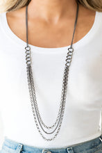 Load image into Gallery viewer, Mechanical Mayhem Black Gunmetal Necklace Paparazzi Accessories