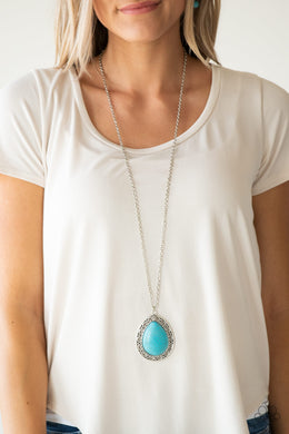 Full Frontier Blue Stone Necklace Paparazzi Accessories