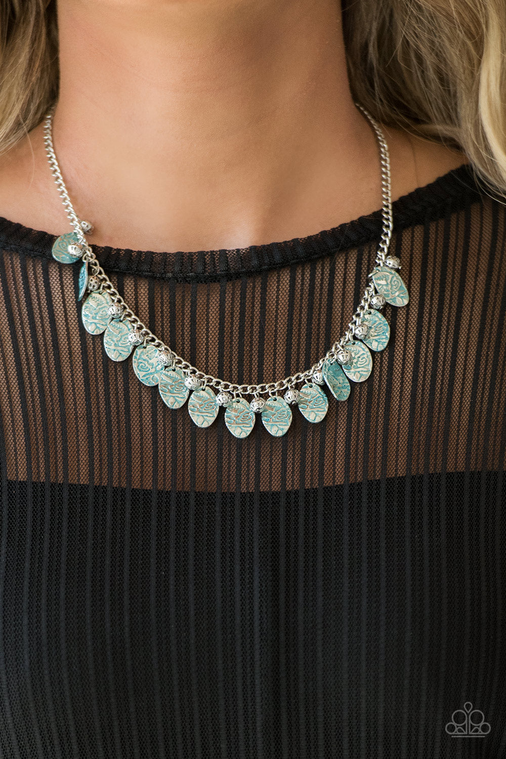 Vintage Gardens - Blue Necklace Paparazzi Accessories