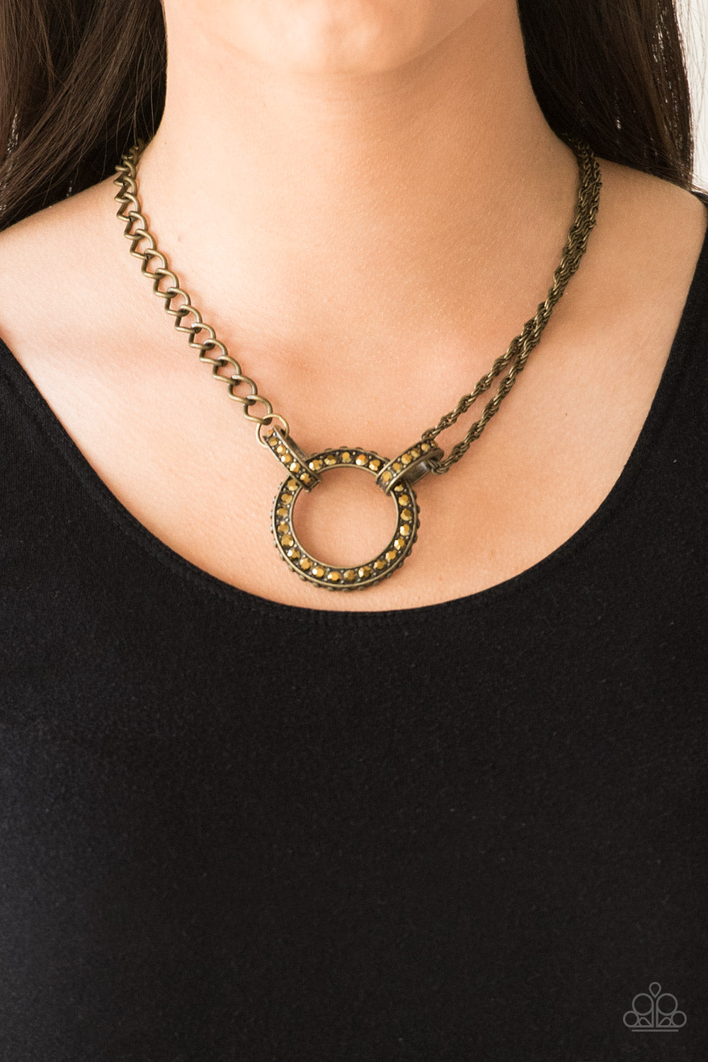 Razzle Dazzle Brass Necklace Paparazzi Accessories