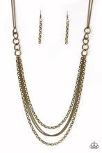 Load image into Gallery viewer, Mechanical Mayhem Brass Necklace Paparazzi Accessories