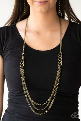 Mechanical Mayhem Brass Necklace Paparazzi Accessories