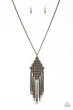 Load image into Gallery viewer, Web Design Brass Necklace Paparazzi Accessories