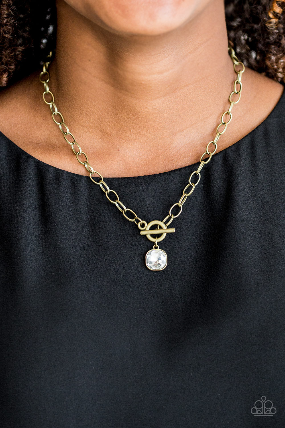 Dynamite Dazzle Brass Toggle Necklace Paparazzi Accessories