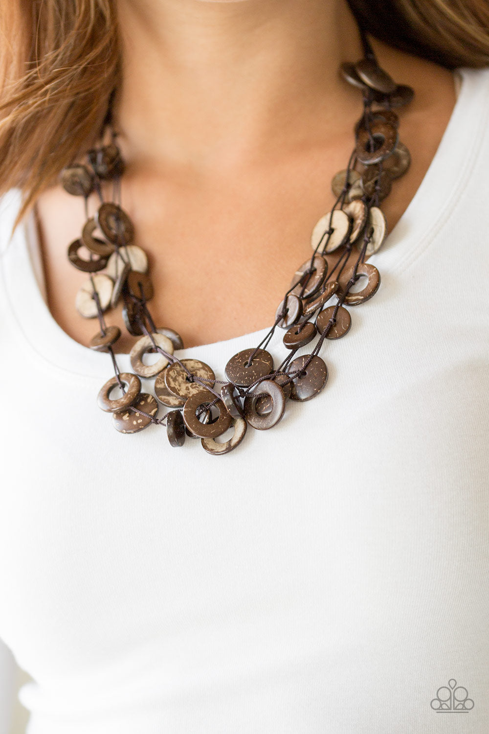 Wonderfully Walla Walla Brown Wood Necklace Paparazzi Accessories