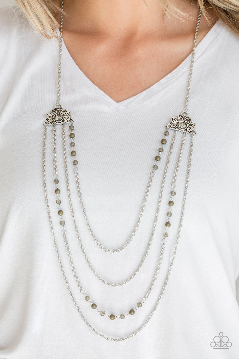 Pharaoh Finesse - Green Necklace Paparazzi Accessories