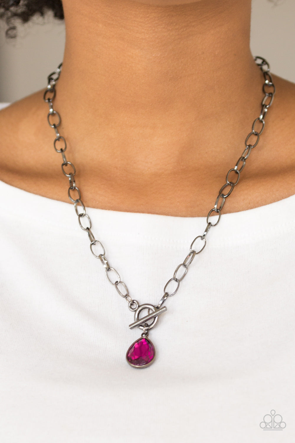 So Sorority Pink Gunmetal Necklace Paparazzi Accessories