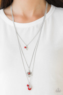 Soar With The Eagles - Red Necklace Paparazzi Accessories