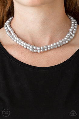 Put On Your Party Dress - Silver Pearl Choker Necklace Paparazzi Accessories