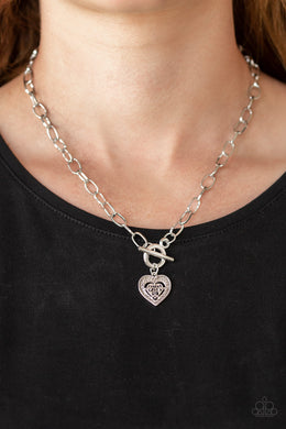 Say No AMOUR Silver Heart Toggle Necklace Paparazzi Accessories