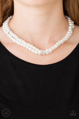 Put On Your Party Dress - White Pearl Choker Necklace Paparazzi Accessories