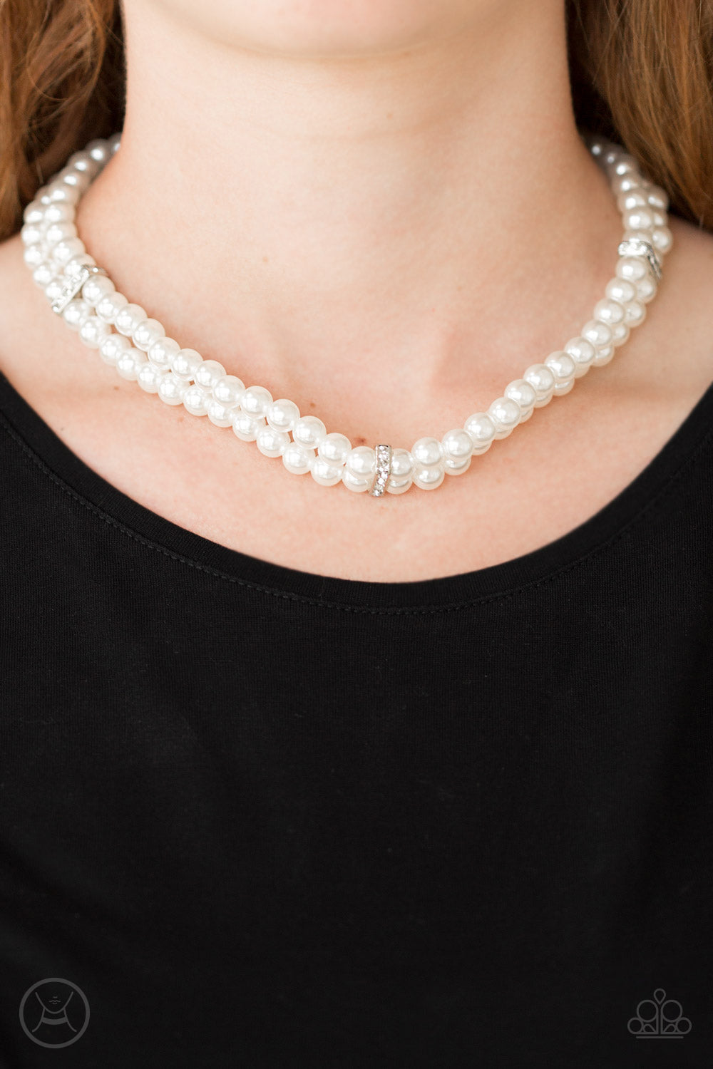 Put On Your Party Dress - White Pearl Choker Necklace Paparazzi Accessories