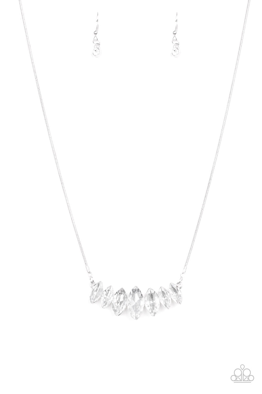 Leading Lady - White Rhinestone Necklace Paparazzi Accessories