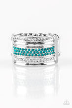Load image into Gallery viewer, Top Dollar Drama Blue Rhinestone Ring Paparazzi Accessories