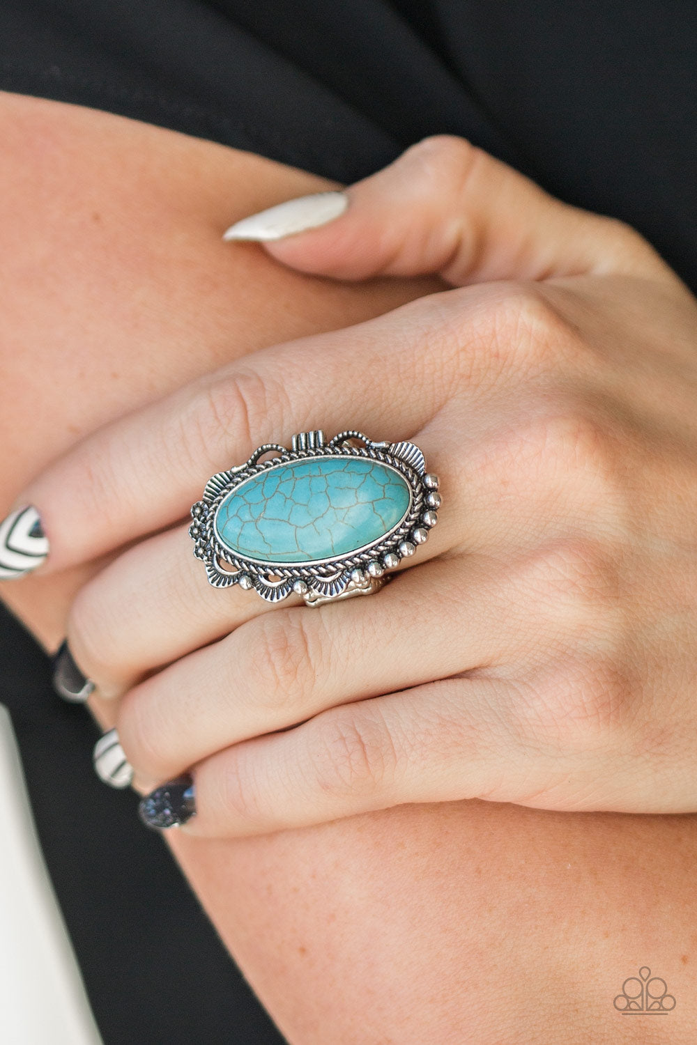 Open Range - Blue Stone Ring Paparazzi Accessories