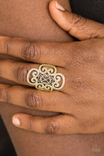 Load image into Gallery viewer, Regal Regalia - Brass Rhinestone Ring Paparazzi Accessories