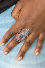 Load image into Gallery viewer, Formal Floral Pink Rhinestone Ring Paparazzi Accessories