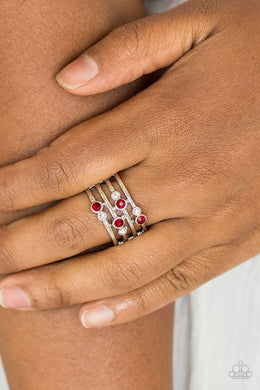 Sparkle Showdown Red Rhinestone Ring Paparazzi Accessories