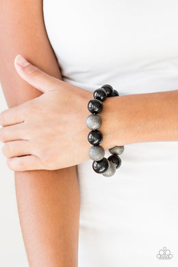 Humble Hustle Black Gunmetal Stretchy Bracelet Paparazzi Accessories