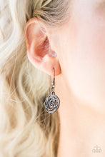 Load image into Gallery viewer, Rosy Rosette Black Gunmetal Floral Necklace Paparazzi Accessories