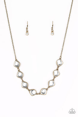 The Imperfectionist - Brass rhinestone Necklace Paparazzi Accessories